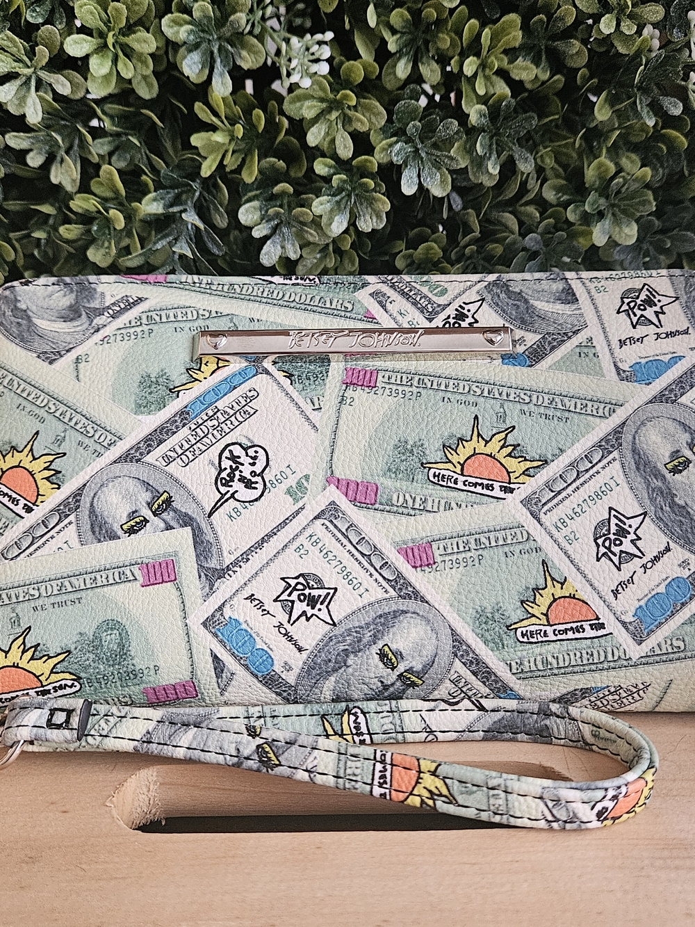 Betsey Johnson Money Motif Wristlet Purse